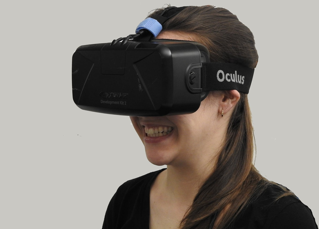 Girl with virtual reality headset.