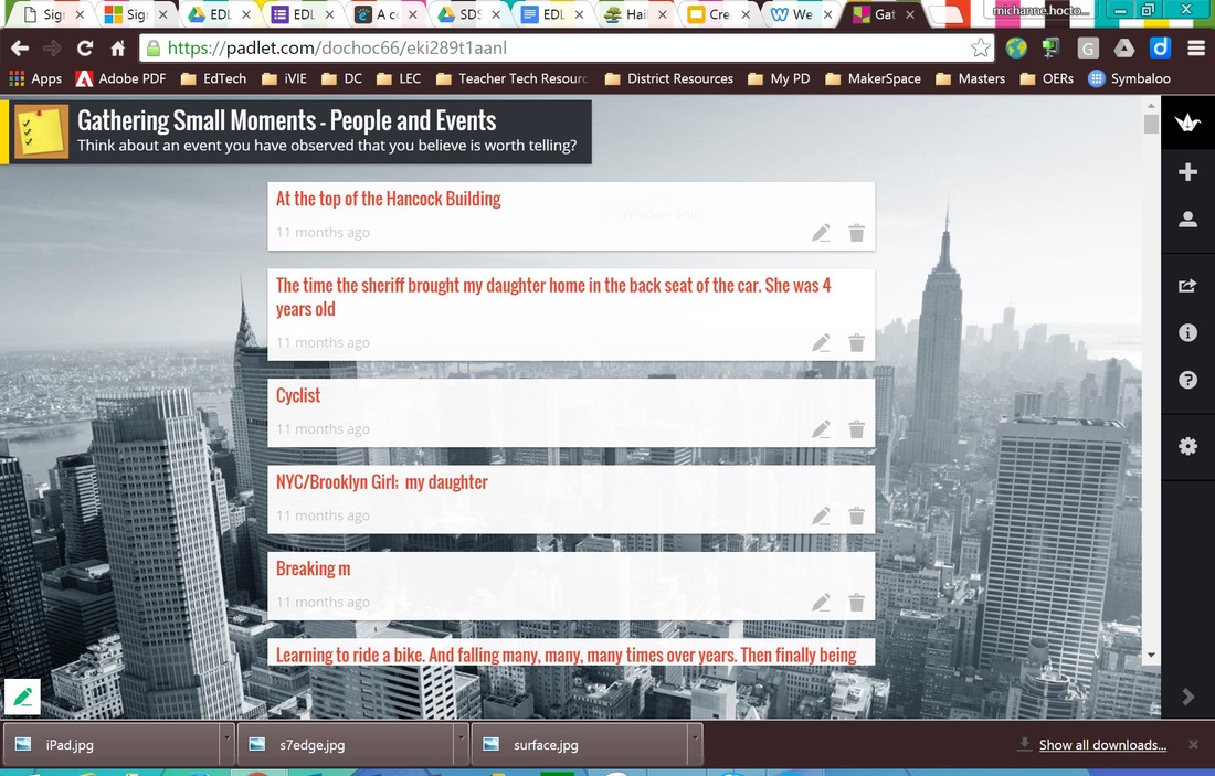 Padlet site with sticky notes.